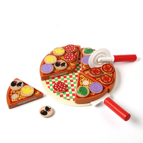 Pizza en bois jouets nourriture cuisine simulation vaisselle enfants  cuisine semblant jouer jouet