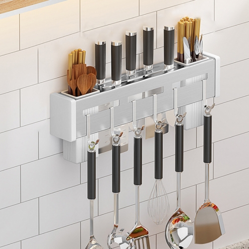 

Kitchen Wall-mounted Rack Free Punching Chopsticks Holder, Color:Brushed 40cm