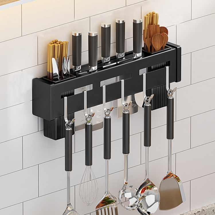 

Kitchen Wall-mounted Rack Free Punching Chopsticks Holder, Color:Black 30cm