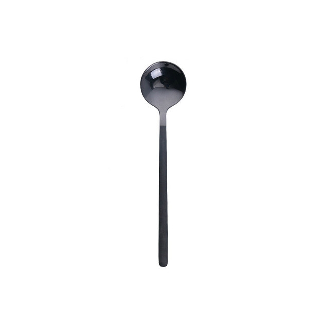 

Mini Accessories Coffee Spoon Kitchen Dessertspoon Dining Round Shape Coffee Stainless Steel Home, Size:13cm(Black)