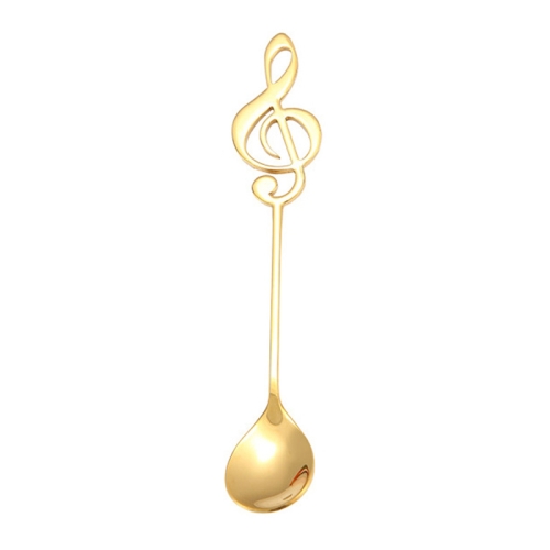 Stainless Steel Coffee Mixing Spoon Creative Musical Instrument Shape Spoon,  Style:Lute, Color:Titanium Gold