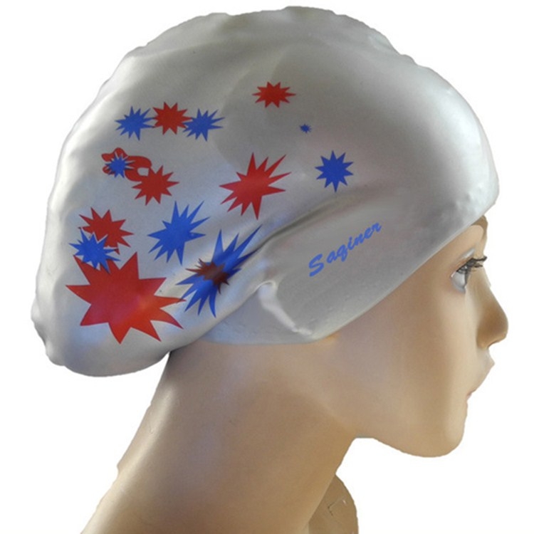 

Printed Silicone Swimming Cap Waterproof Swimming Cap for Long Hair, Size:One Size(Gray)
