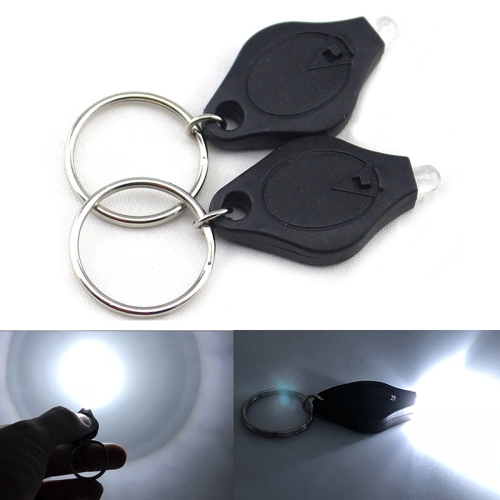2 KEYRING LED FLASHLIGHTS Keychain Torch Key Ring Chain Bright Metal Night Light 