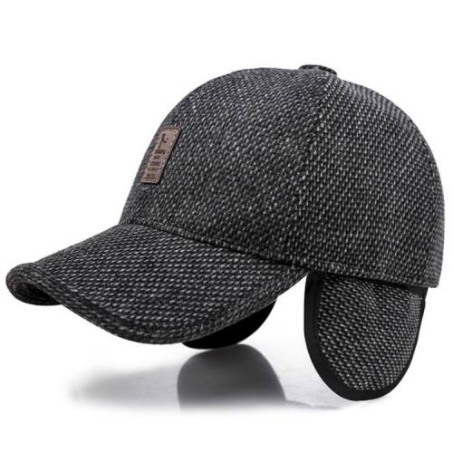 Winter Casual Baseball Cap Outdoor Thickened Warm Bomber Hats for Men, Hat Size:Adjustable(Dark Gray)