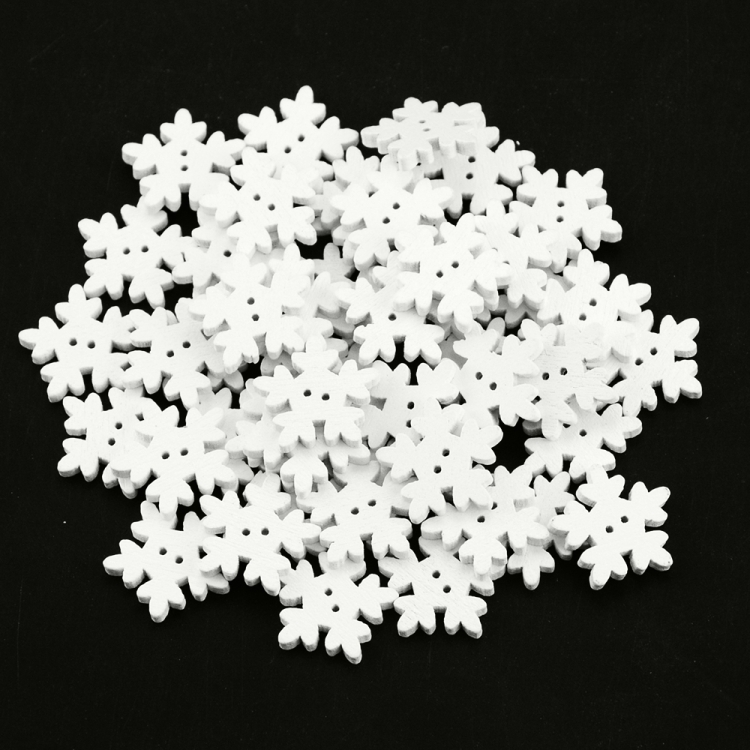 

18MM White Snowflake Button, Quantity:100 PCS(White)