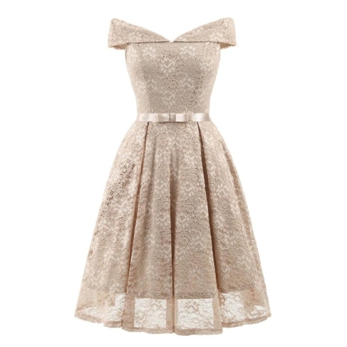 graduation beige knee length dress