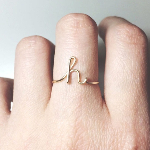 Women Fashion Simple Letter Ring Gold H