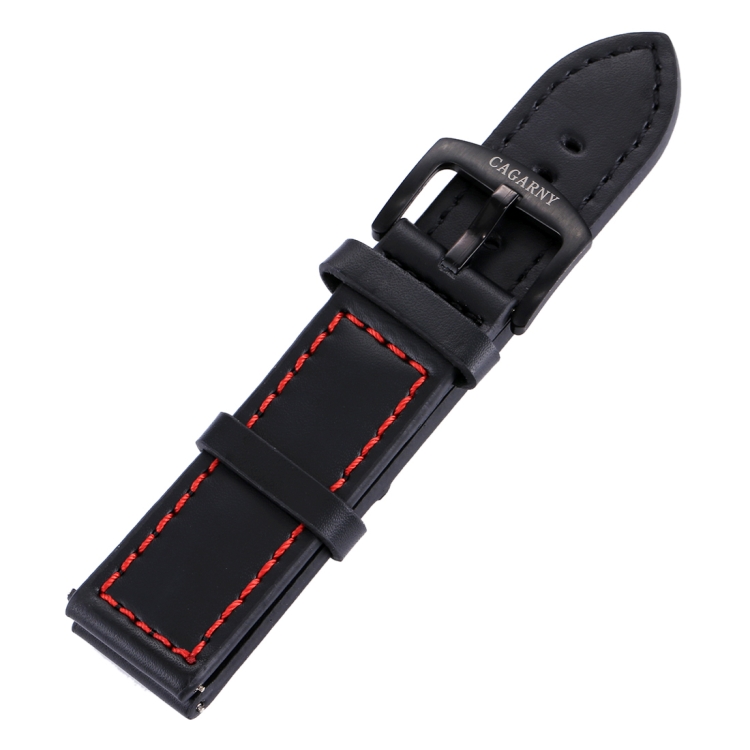 

CAGARNY Simple Fashion Watches Band Green Buckle Leather Watch Strap, Width: 22mm(Red)