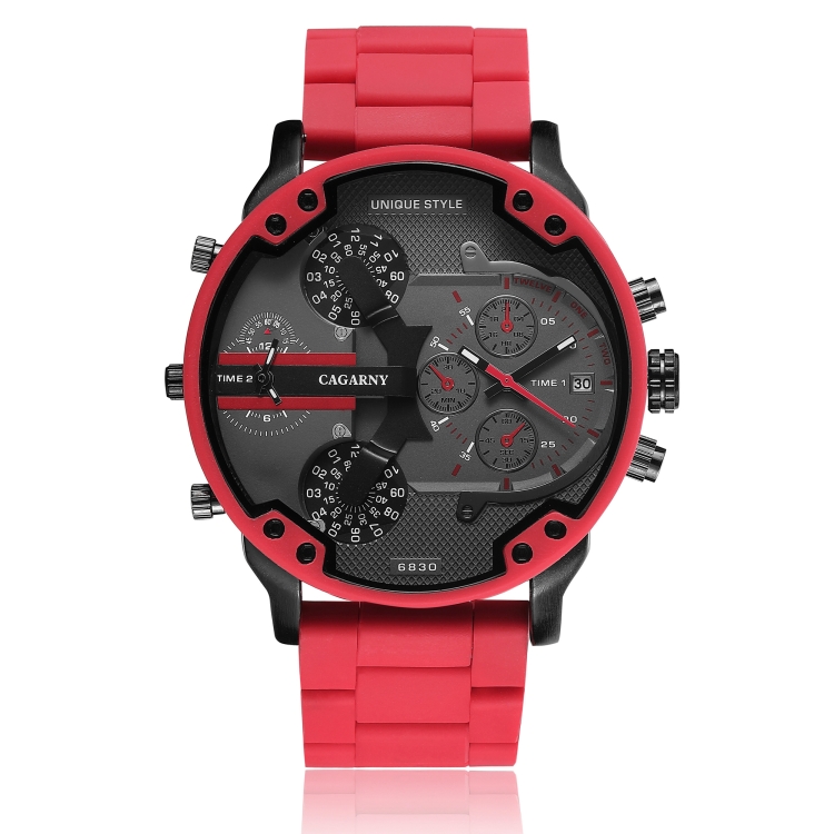 

CAGARNY 6830 Fashion Waterproof Quartz Watch with TPE Wristband(Red Black)