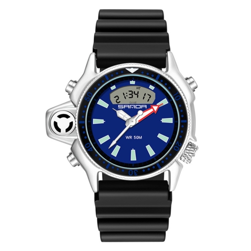 SANDA 3008 Multifunctional Men Outdoor Sports Noctilucent 50m Waterproof Digital Wrist Watch (Black Blue) полноразмерные meters ov1 b connect black