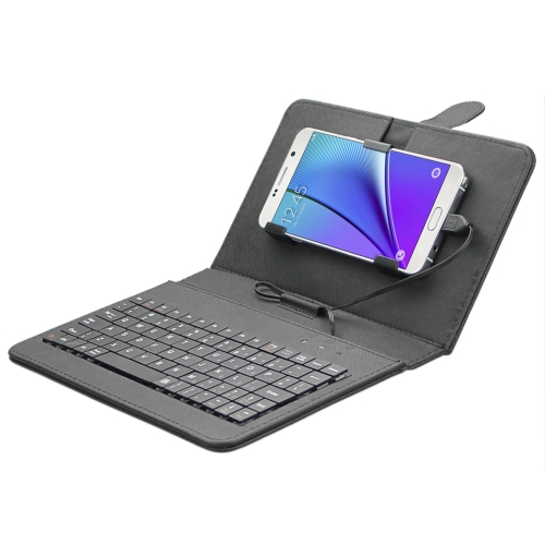 

ENKAY 80-Keys Wired Keyboard Leather Tablet Case with Holder for Android Tablet / Android Mobile Phone(Black)