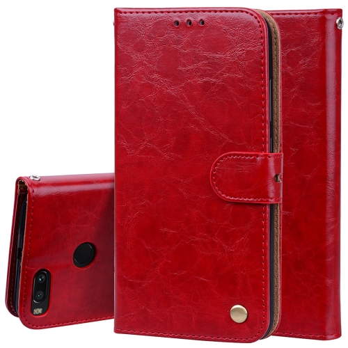 

For Xiaomi Mi A1 & 5X Business Style Oil Wax Texture Horizontal Flip Leather Case with Holder & Card Slots & Wallet & Lanyard(Red)