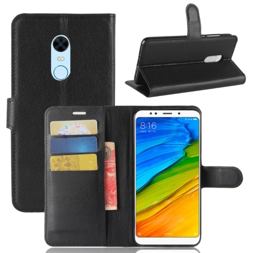 

For Xiaomi Redmi 5 Plus Litchi Texture Horizontal Flip Leather Case with Holder & Card Slots & Wallet (Black)