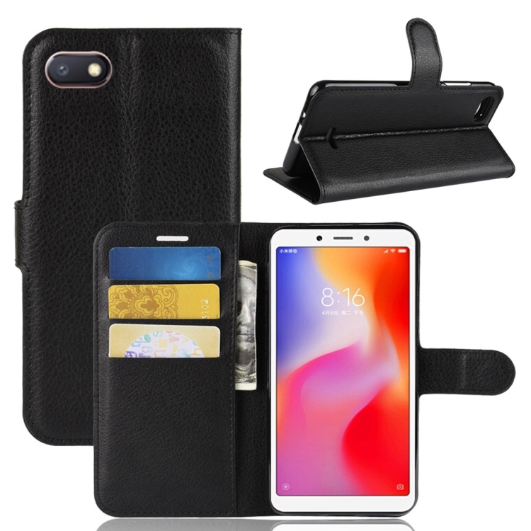 

Litchi Texture Horizontal Flip Leather Case for Xiaomi Redmi 6A, with Wallet & Holder & Card Slots (Black)