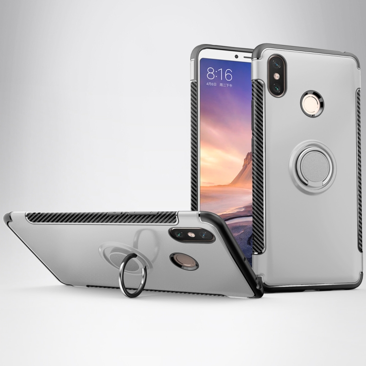 

Magnetic 360 Degree Rotation Ring Holder Armor Protective Case for Xiaomi Mi Max 3 (Silver)