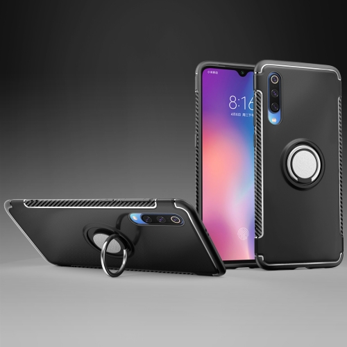 

Magnetic Armor Protective Case for Xiaomi Mi 9, with 360 Degree Rotation Ring Holder(Black)