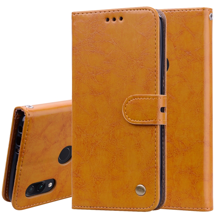

Business Style Oil Wax Texture Horizontal Flip Leather Case for Xiaomi Redmi 7, with Holder & Card Slots & Wallet (Brown)
