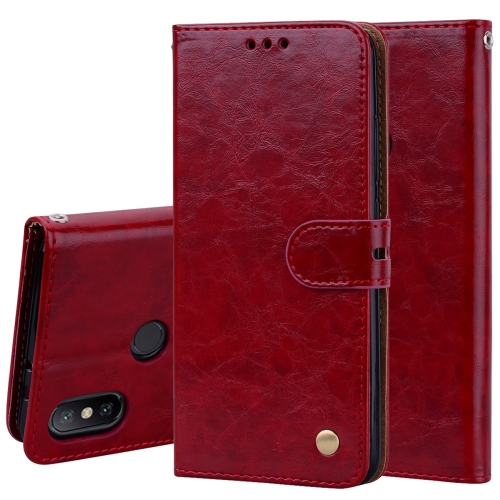 

Business Style Oil Wax Texture Horizontal Flip Leather Case for Xiaomi Mi 6X / A2, with Holder & Card Slots & Wallet(Red)