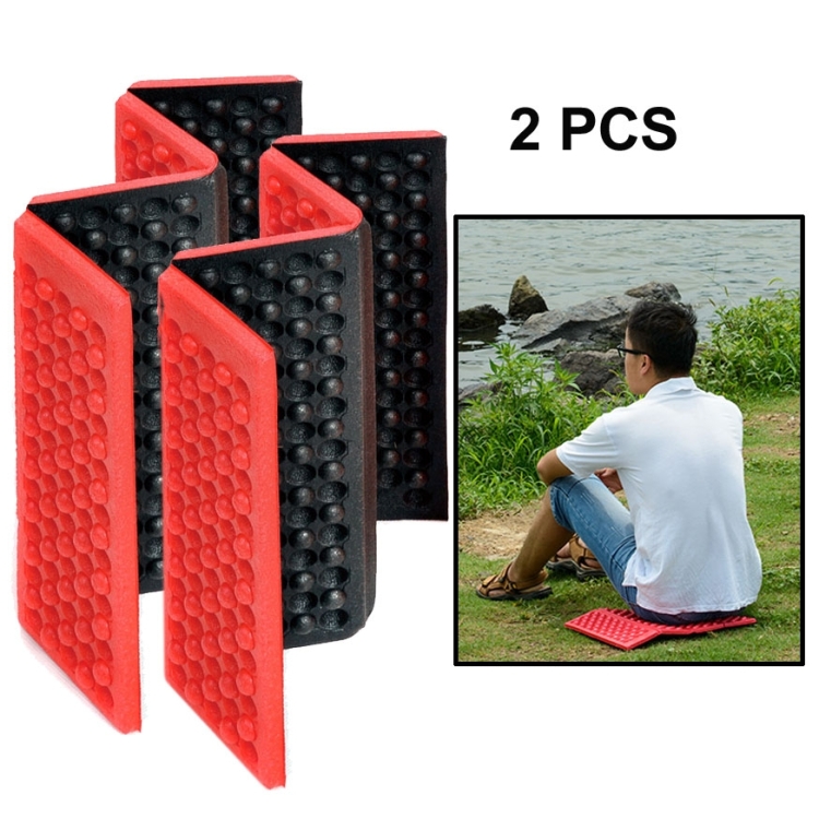 2 PCS Portable Folding Cellular Massage Cushion Outdoors Damp Proof Picnic  Seat Mats EVA Pad(Red)
