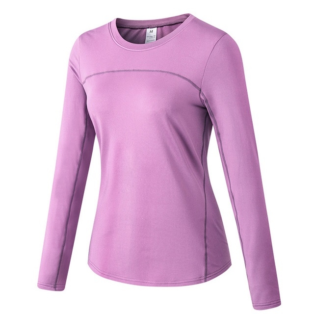 

Fall And Winter Plus Velvet Quick-drying Stretch Yoga Long-sleeved Shirt for Ladies (Color:Purple Size:XL)