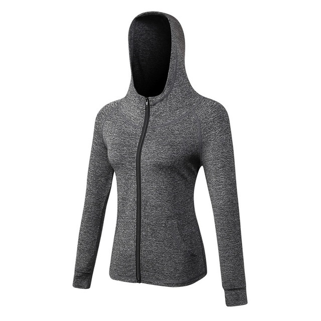 

Autumn And Winter Zipper Long-sleeved Hooded Sports Jacket For Ladies (Color:Hemp Gray Size:M)