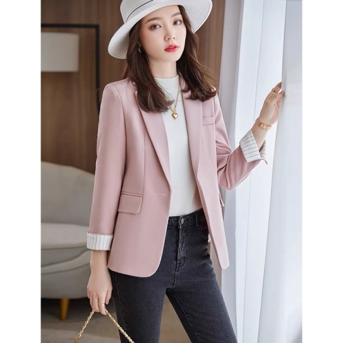 Casual Loose Small Suit Women Top (Color:Pink Size:M)