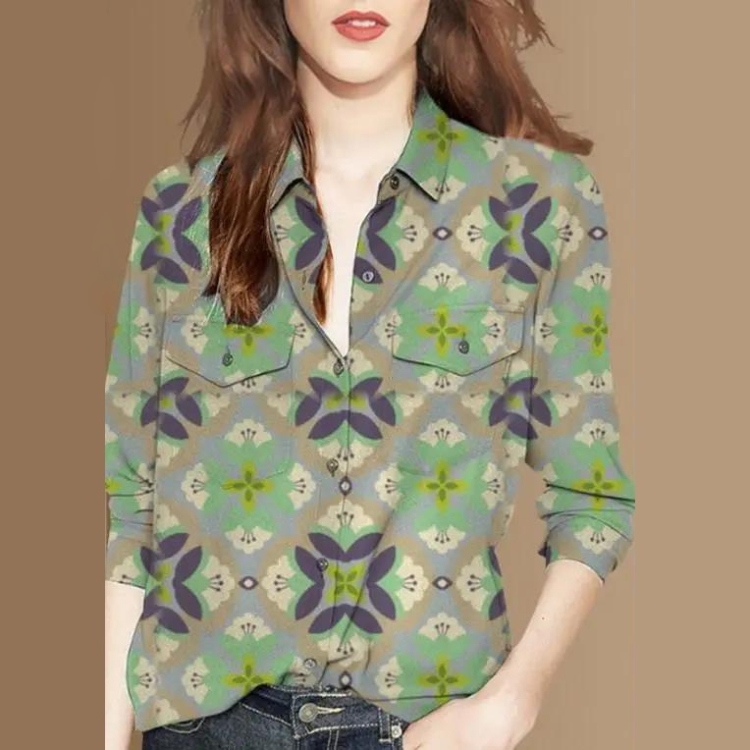 

Ladies Gradient Color Shirt (Color:As Show Size:XL)