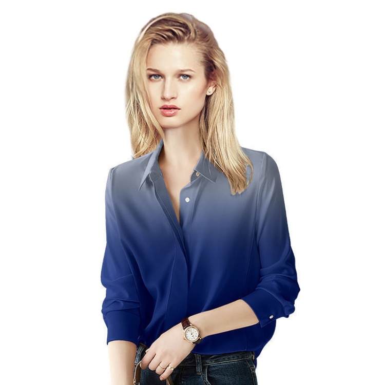 

Ladies Gradient Color Shirt (Color:Blue Size:XXL)