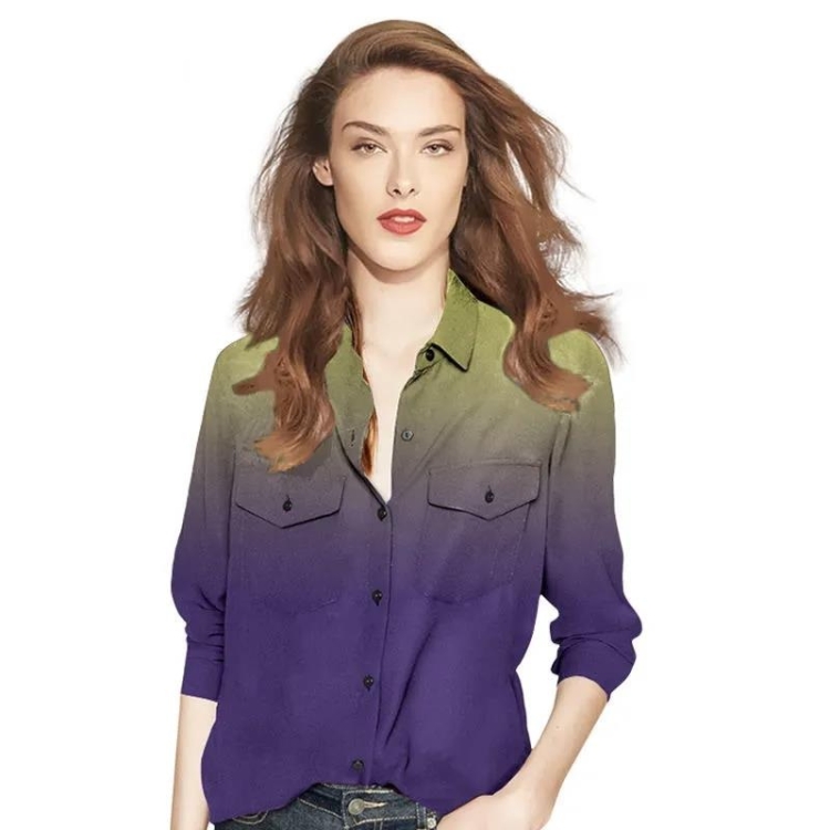 

Ladies Gradient Color Shirt (Color:As Show Size:XXL)