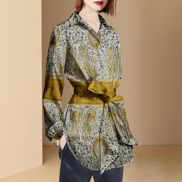 

Ladies Contrast Color POLO Collar Mid Length Shirt (Color:As Show Size:XL)