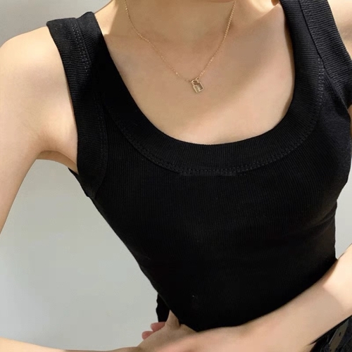 

Threaded Suspender Top Women Bottoming Vest (Color:Black Size:Free Size)