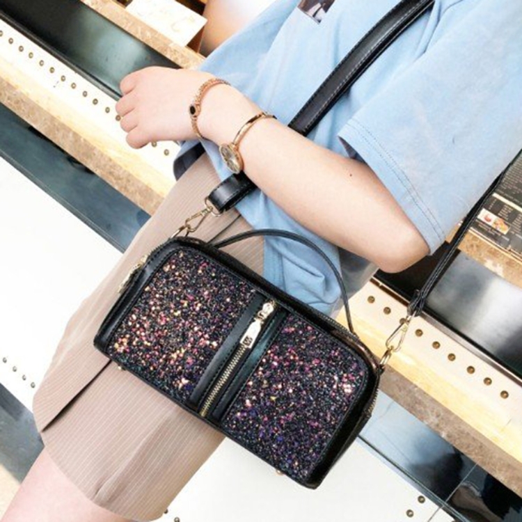 SUNSKY - Bolso bandolera casual con lentejuelas Bolso bandolera para mujer  (negro)
