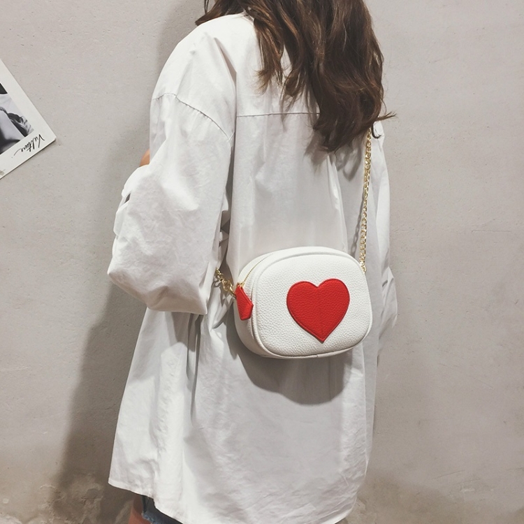 SUNSKY - Bolso redondo de corazón Bolso de hombro con correa de cadena de  cuero de PU Bolso de mano para mujer Bolso de mensajero (blanco)