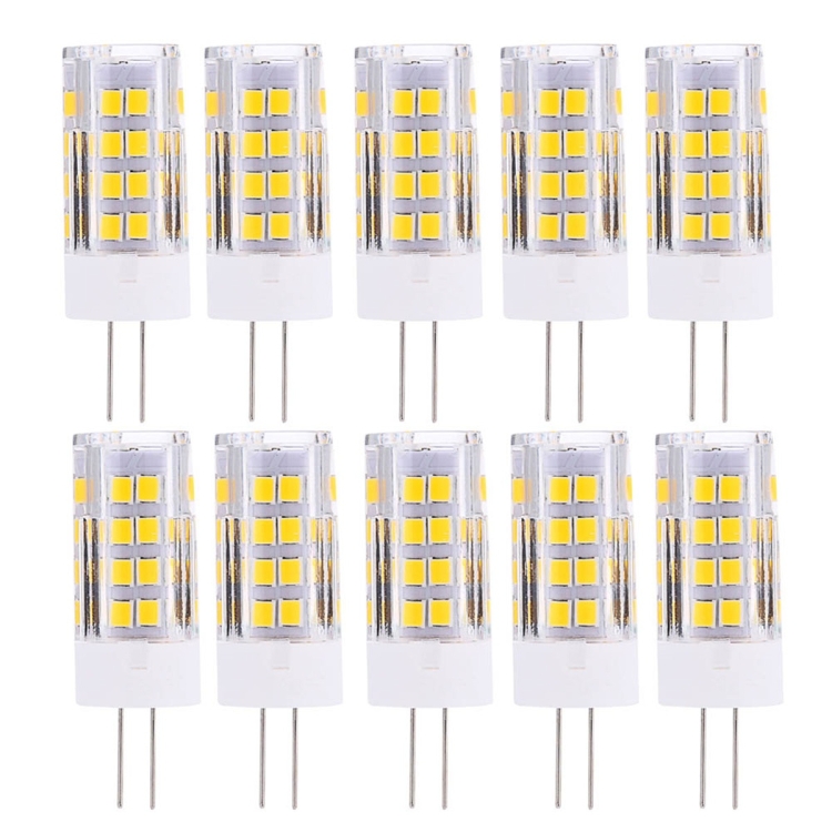 10 ชิ้น G4 5W 2835SMD 51LED เซรามิกส์ไฟ LED ข้าวโพด, AC 220-240V (สีขาวนวล)
