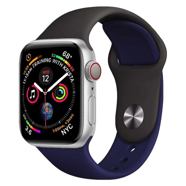 

Double Colors Silicone Watch Band for Apple Watch Series 3 & 2 & 1 42mm (Dark Gray+Blue)