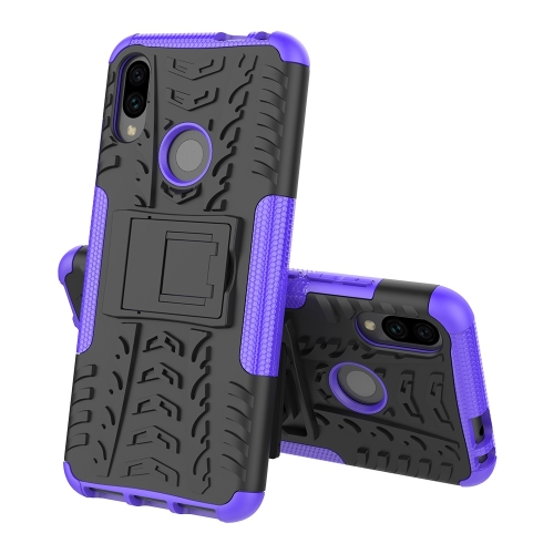 

Tire Texture TPU+PC Shockproof Phone Case for Xiaomi Redmi Note 7, with Holder