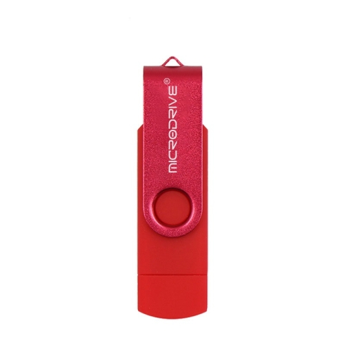 

MicroDrive 8GB USB 2.0 Phone and Computer Dual-use Rotary OTG Metal U Disk (Red)