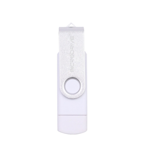 

MicroDrive 8GB USB 2.0 Phone and Computer Dual-use Rotary OTG Metal U Disk (White)