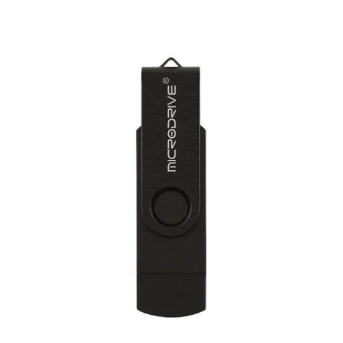 

MicroDrive 128GB USB 2.0 Phone and Computer Dual-use Rotary OTG Metal U Disk (Black)