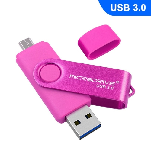 

MicroDrive 16GB USB 3.0 Android Phone & Computer Dual-use Rotary Metal U Disk (Pink)