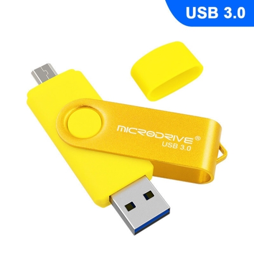 

MicroDrive 16GB USB 3.0 Android Phone & Computer Dual-use Rotary Metal U Disk (Yellow)