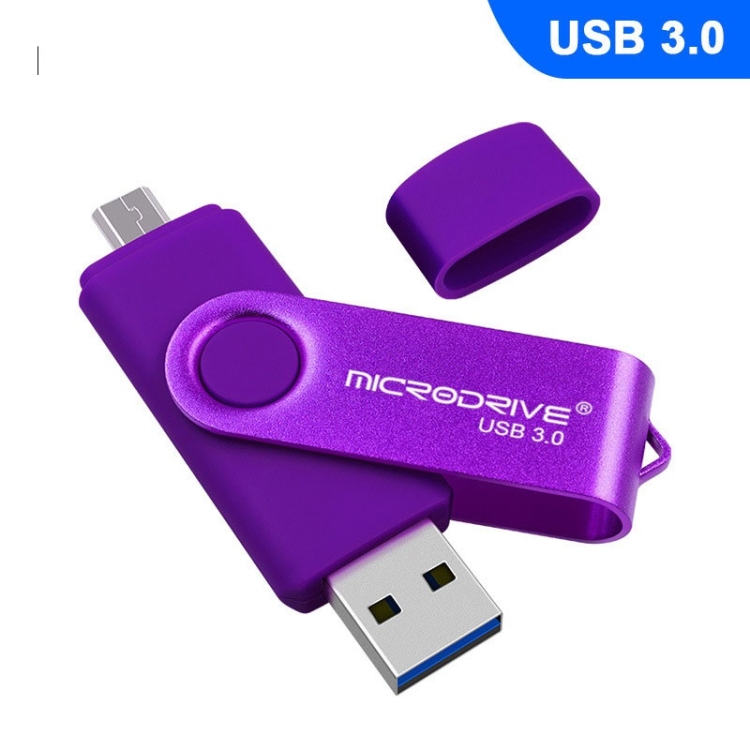 

MicroDrive 64GB USB 3.0 Android Phone & Computer Dual-use Rotary Metal U Disk (Purple)