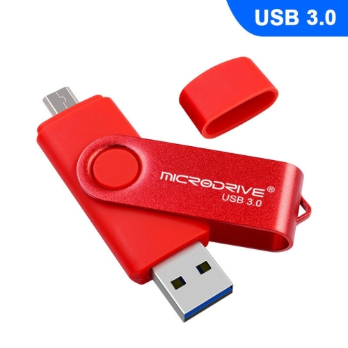 

MicroDrive 128GB USB 3.0 Android Phone & Computer Dual-use Rotary Metal U Disk (Red)