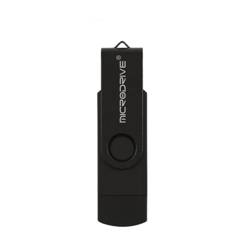 

MicroDrive 32GB USB 2.0 Mobile Computer Dual-use Rotating OTG Metal U Disk (Black)