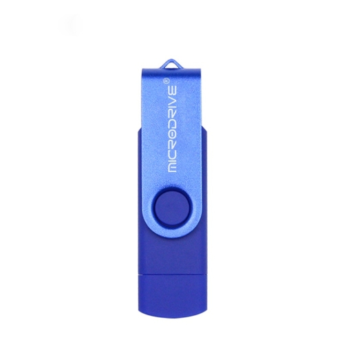 

MicroDrive 32GB USB 2.0 Mobile Computer Dual-use Rotating OTG Metal U Disk (Blue)