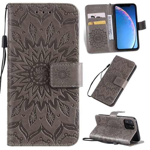 

For iPhone 11 Pro Pressed Printing Sunflower Pattern Horizontal Flip PU Leather Case , with Holder & Card Slots & Wallet & Lanyard