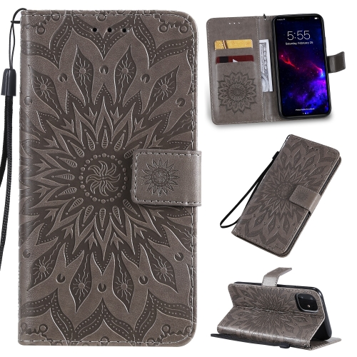 

Pressed Printing Sunflower Pattern Horizontal Flip PU Leather Case for iPhone 11, with Holder & Card Slots & Wallet & Lanyard