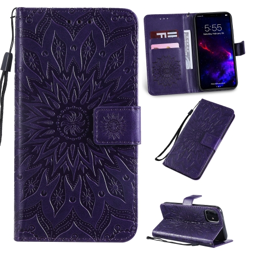 

Pressed Printing Sunflower Pattern Horizontal Flip PU Leather Case for iPhone 11, with Holder & Card Slots & Wallet & Lanyard