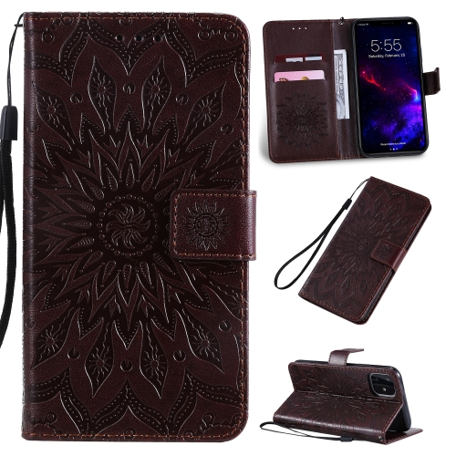 

Pressed Printing Sunflower Pattern Horizontal Flip PU Leather Case for iPhone 11, with Holder & Card Slots & Wallet & Lanyard