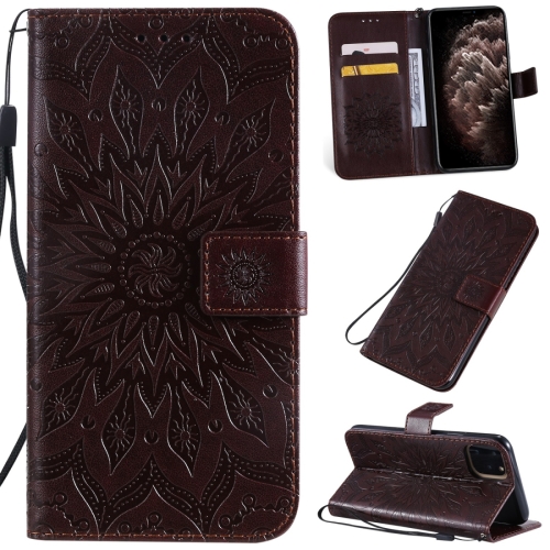 

Pressed Printing Sunflower Pattern Horizontal Flip PU Leather Case for iPhone 11 Pro Max, with Holder & Card Slots & Wallet & & Lanyard